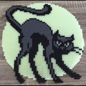 Halloween Handmade Glow In The Dark Moon and Cat
